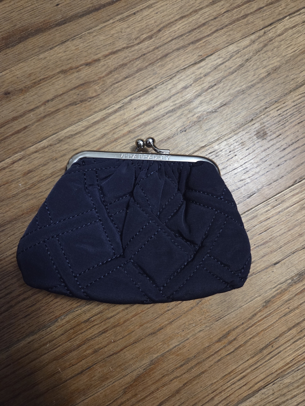 Vera Bradley Quilted Navy Kiss-Lock Coin Purse